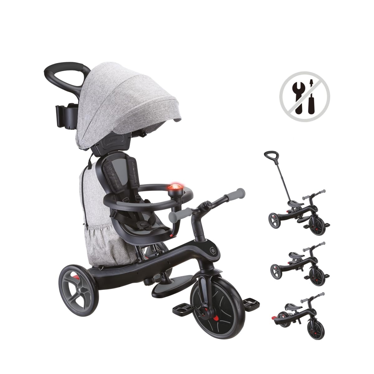 Globber Explorer 4 en 1 Deluxe Play Tricycle évolutif Noir Gris