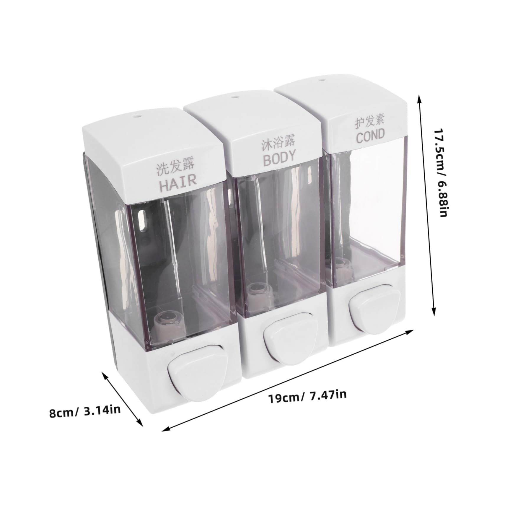 Dispenser Sapone Doccia a Parete 3 Scomparti, 1050ml, Abs, Facile da Installare per Casa e Hotel