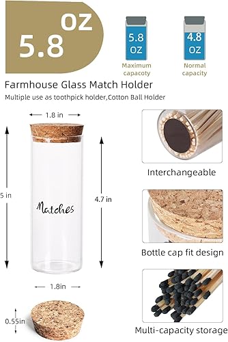 Vista 2 de Juego de 2 tarros de cristal para casa de campo con tachuelas y tapa de corcho, juego de 2 tarros de cristal de granja para decoración del hogar