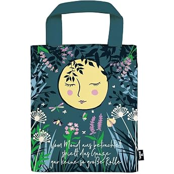 moses. Basically It s Magic Moon Bookbag Small Carry Bag Made of 100% Cotton Gift Packaging for Books Beautiful Gift for Viel Readers Bookworms and Book Fans Protection for Books