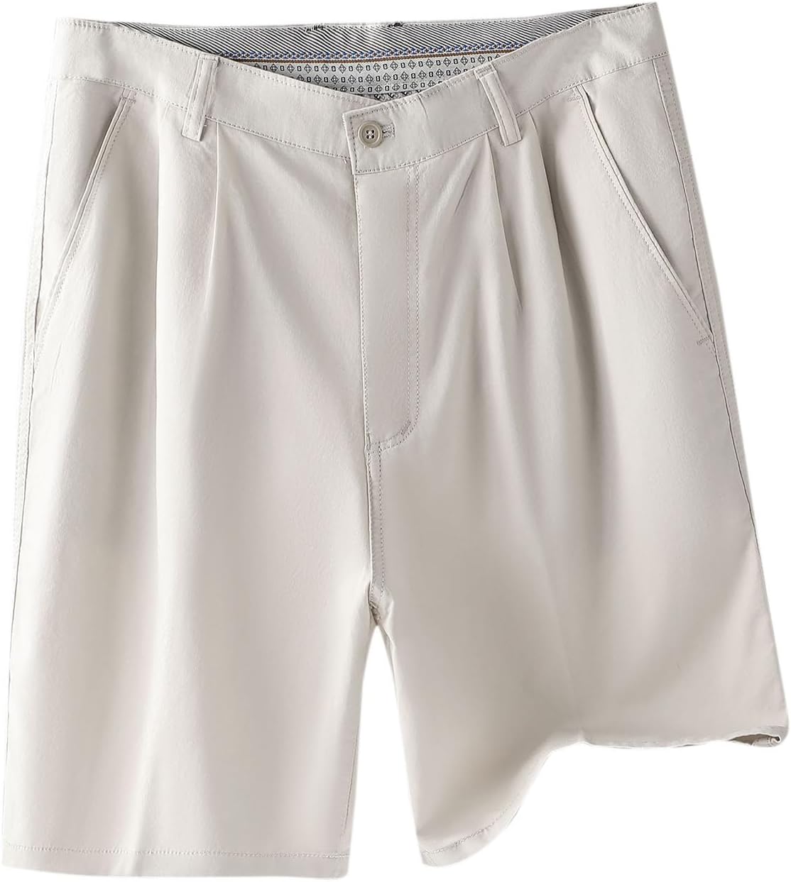 Mens Cotton Shorts Pleated Front Button Casual Business Work Golf Shorts Summer Stretch Short Pants with Pockets