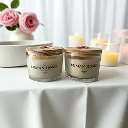 Kit 2 Velas Aromáticas, Capim Limão, Baunilha, Lavanda, Flor de Figo, Decoração, Aroma, Cera de Coco, Vegetal, 100g Cada (Baunilha, Flor de figo)