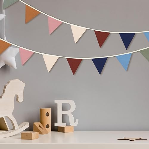 Miniatura 4 de VitalCozy Banderines de 17 pies, 2 unidades, guirnalda triangular, banderines de doble cara para decoración bohemia, baby shower, cumpleaños, boda,