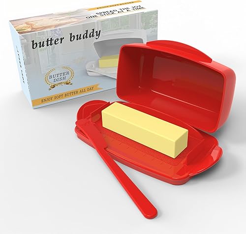 Miniatura 11 de Plato de Mantequilla con Tapa y Cuchillo, Platos de Mantequilla Grandes de Plástico con Tapa de Bisagra Transparente y Fácil de Voltear, Fondo