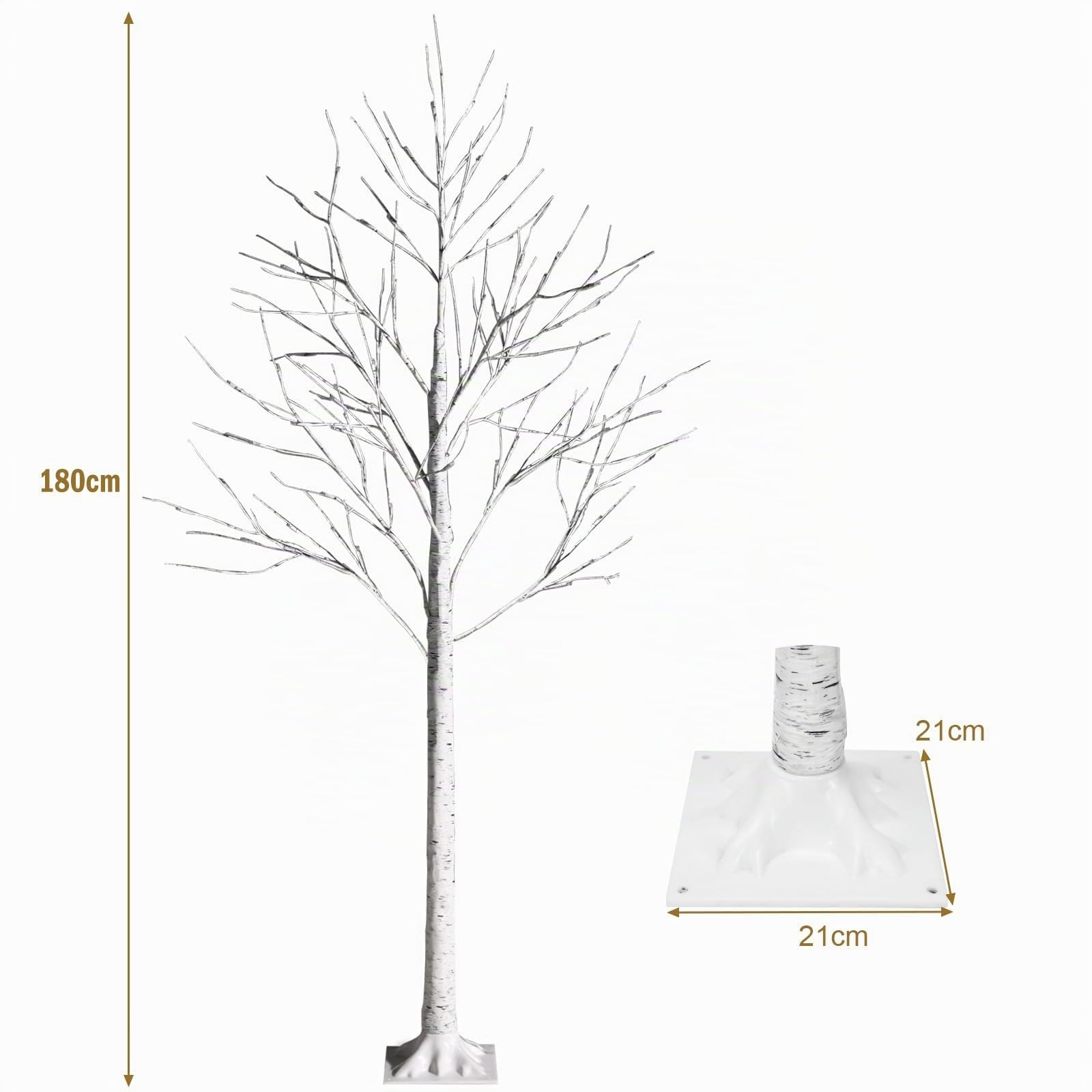 LIFEZEAL Albero di Natale artificiale alto 150 cm/180 cm, rami in PVC e supporto in ferro, 72/96 LED, luce bianca calda (180 cm)