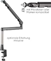 Shiftware Alacsony Profilú Mikrofon Kar - Professzionális Fekete Asztali Állvány 2kg Teherbírással, Rejtett Kábelcsatornával, Gamer, Streame 4
