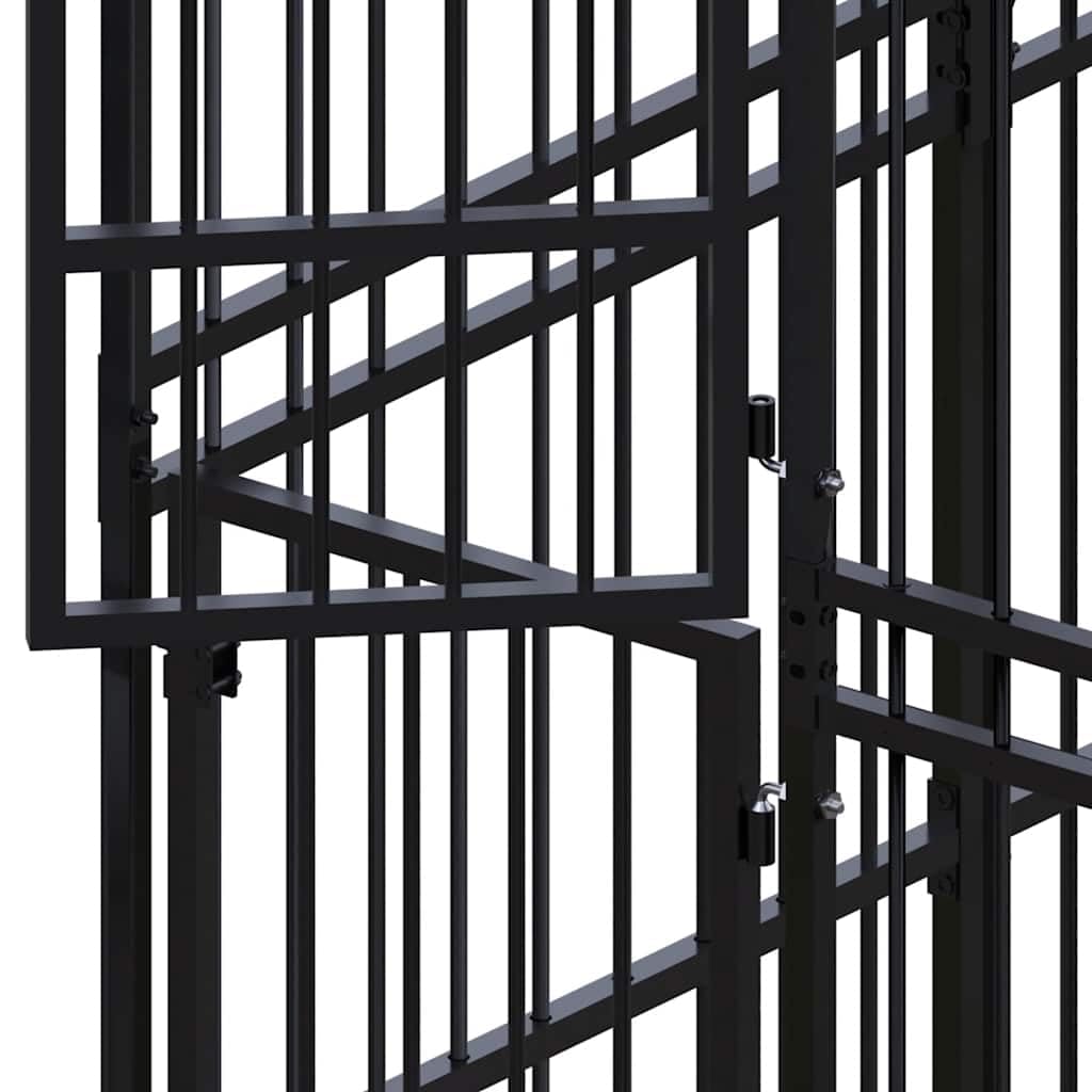 vidaXL Chenil d'Extérieur pour Chiens Acier 3,69 m² Cage Niche Enclos Chiots