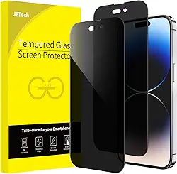 JETech Película de Vidro Temperado de Cobertura Total de Privacidade para iPhone 14 Pro Max 6,7 Polegadas, Protetor de Tela Anti-Espião, Caso-Amigável, Pacote com 2