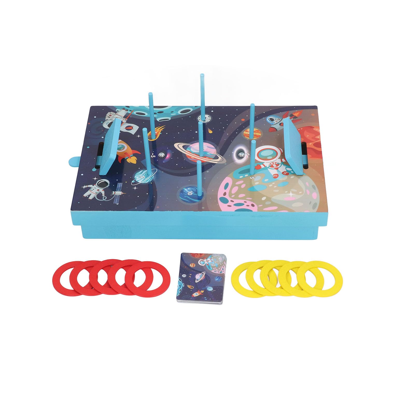 Kids Circle Toss Game Set Improve Coordination Wooden Circle Toss Desktop Toy for 2 Players (Wooden Kids Circle Toss Game)