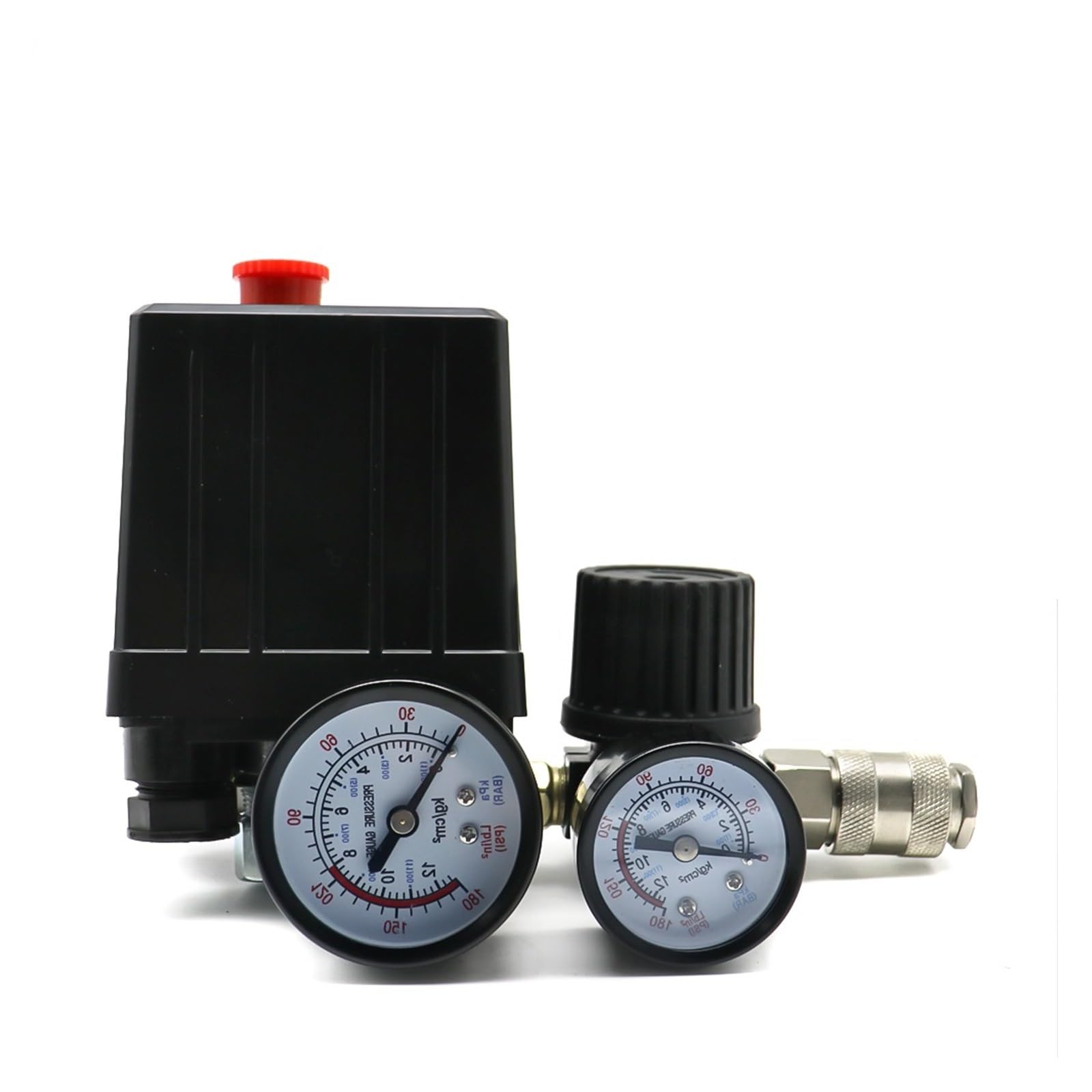 Regulador de Presión, Interruptor de Control de presión de bomba de compresor de aire, 4 puertos, 220/380V, regulador de alivio del colector, válvula de Control de 30-120PSI con manómetro(220)