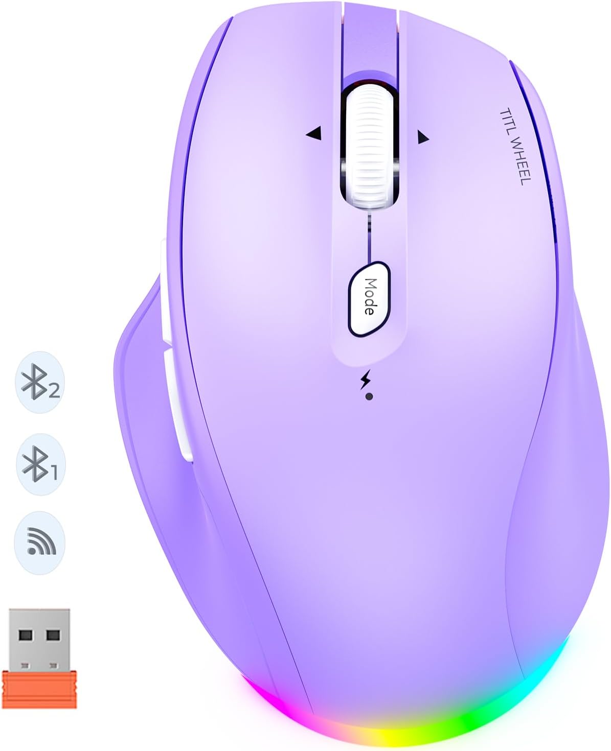 MEETION Wireless Mouse, Ergonomic Bluetooth Mouse for Laptop, Purple