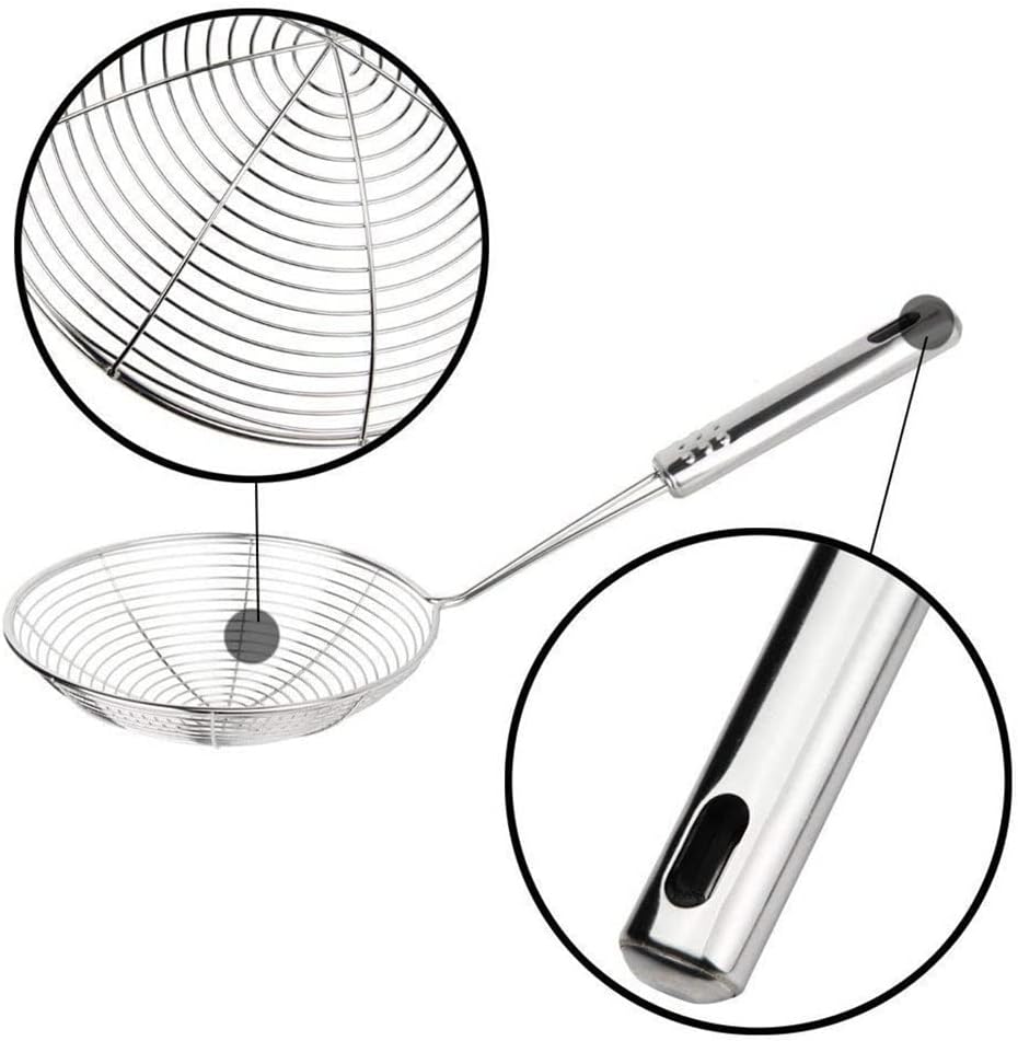 Stainless Steel Colander Mesh Ladle Fried Net Sieve Spoon Foods Sifter Skimmer Colanders Oval