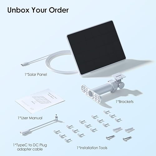 Miniatura 8 de Panel solar de 6 W para batería de cámara de foco de anillo y batería de leva adherente, cargador solar de alta eficiencia con soporte retráctil