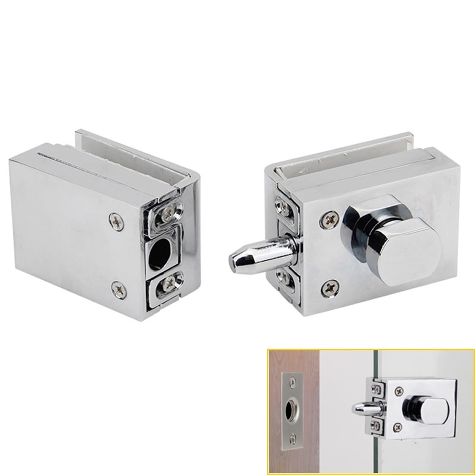 1 Uds. Pestillos de puerta de vidrio, cerradura/perno, vidrio de 8-12mm, sin perforación, for puerta de vidrio doble/simple de baño, puerta de vidrio sin marco(Brush single)