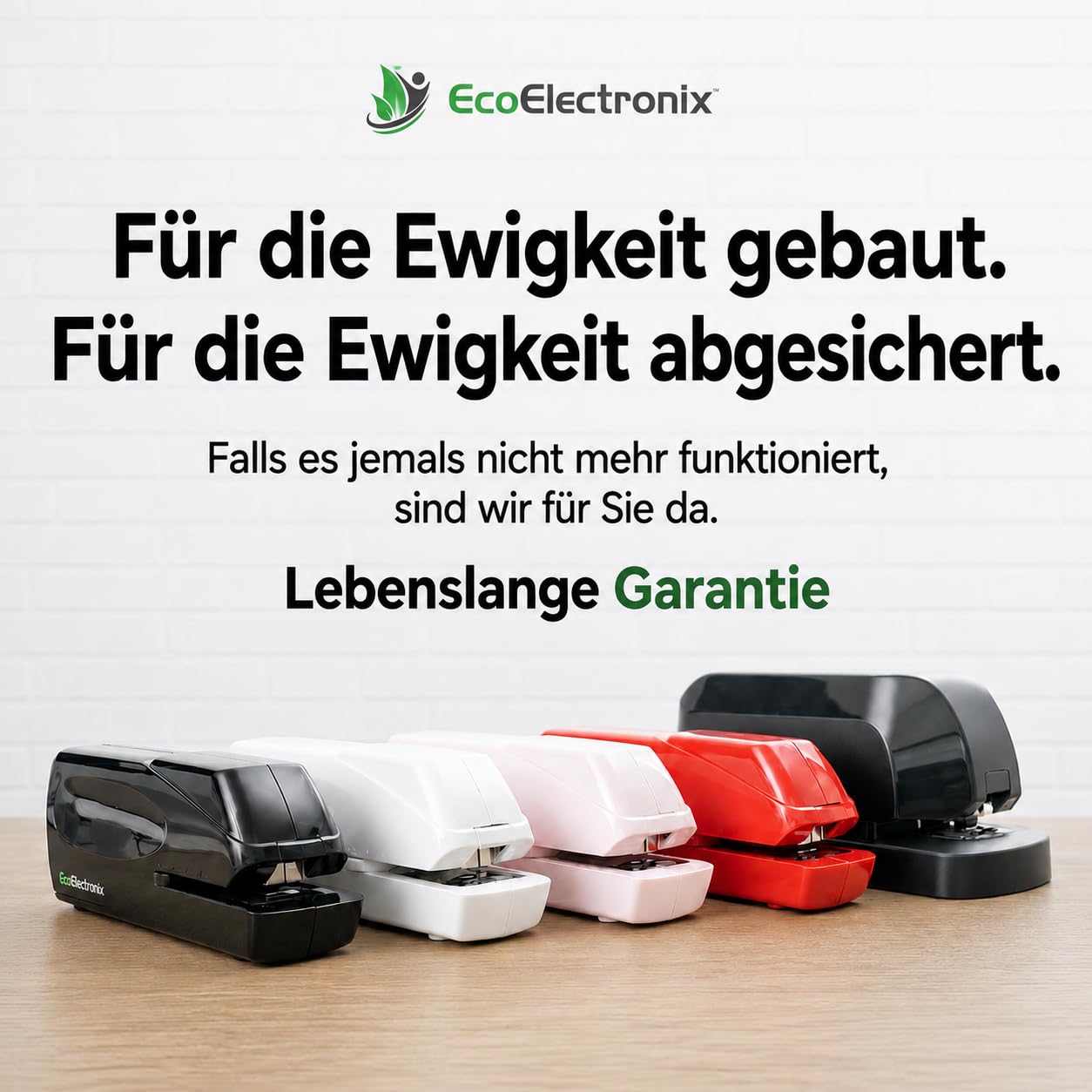 EcoElectronix Tragbarer automatischer elektrischer Heftgerät Pro – Kapazität von 30 Blatt, leiser Betrieb, staufrei und einfaches Nachladen – AC-Adapter/batteriebetrieben, Schwarz