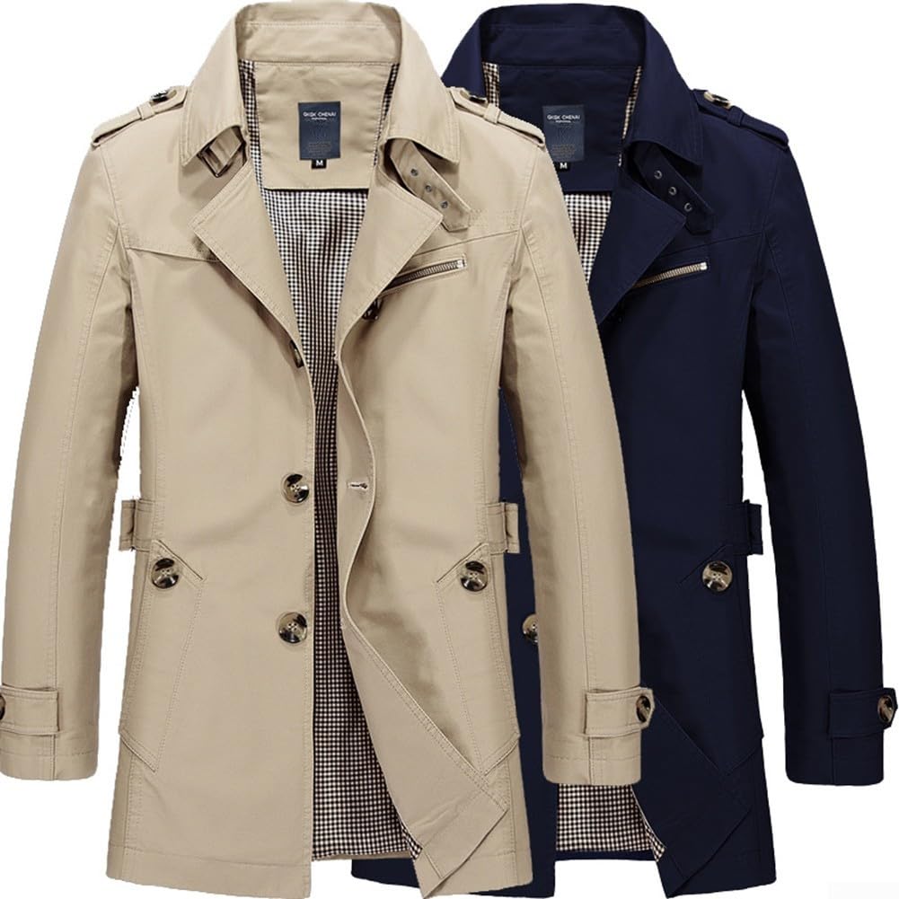 Gabardina informal con solapa para hombre, para uso diario e invierno