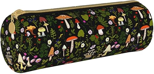 Bolsa de maquillaje simple de lona Bolsa de soporte de pluma Bolsa de almacenamiento de oficina, Setas Hongos Naturaleza