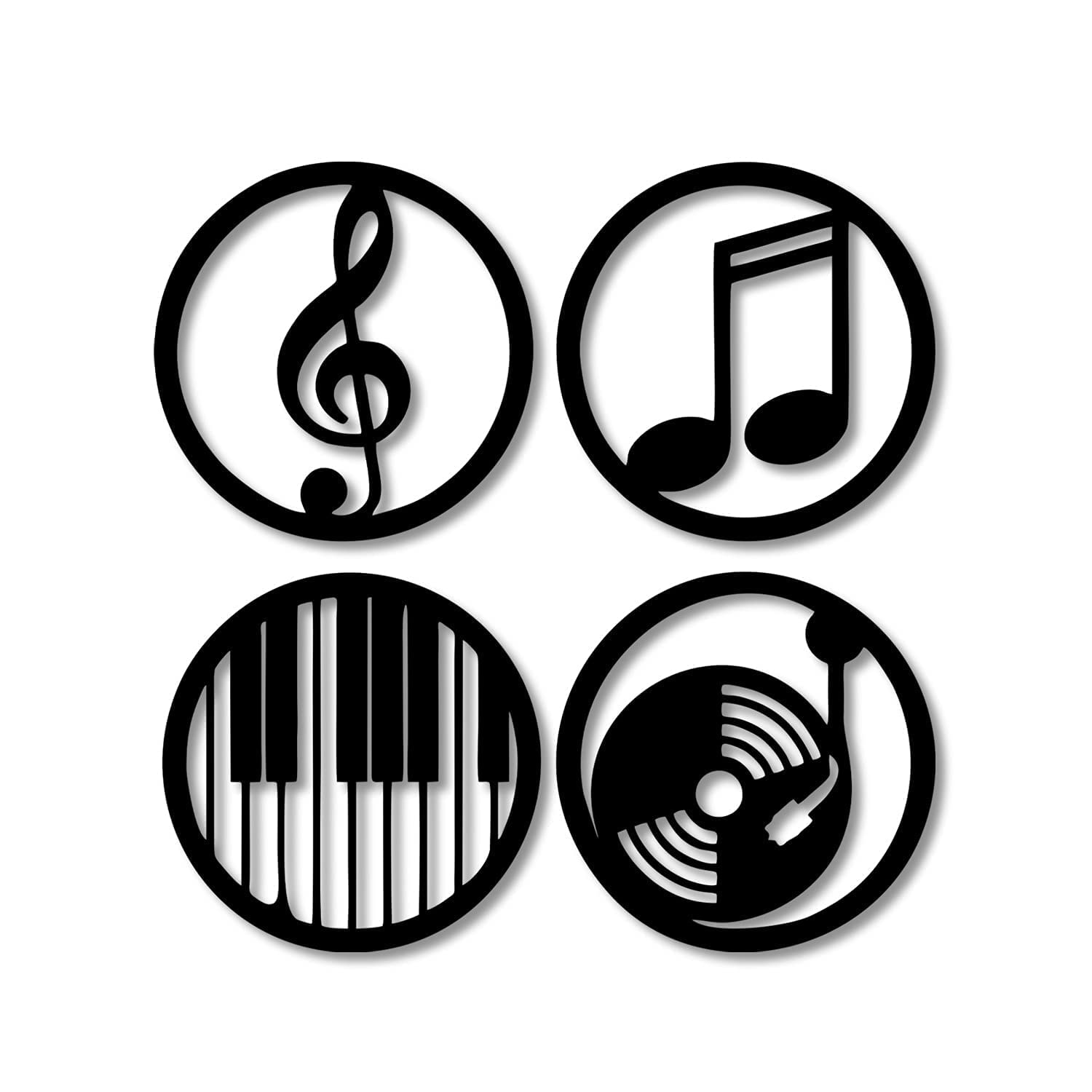 Cosmic Craft Laser Cut Wall Art Music Circle Labels Wall Art Decoration Cutout Home Wall Art Written on Wood -Black Craft-010-CC