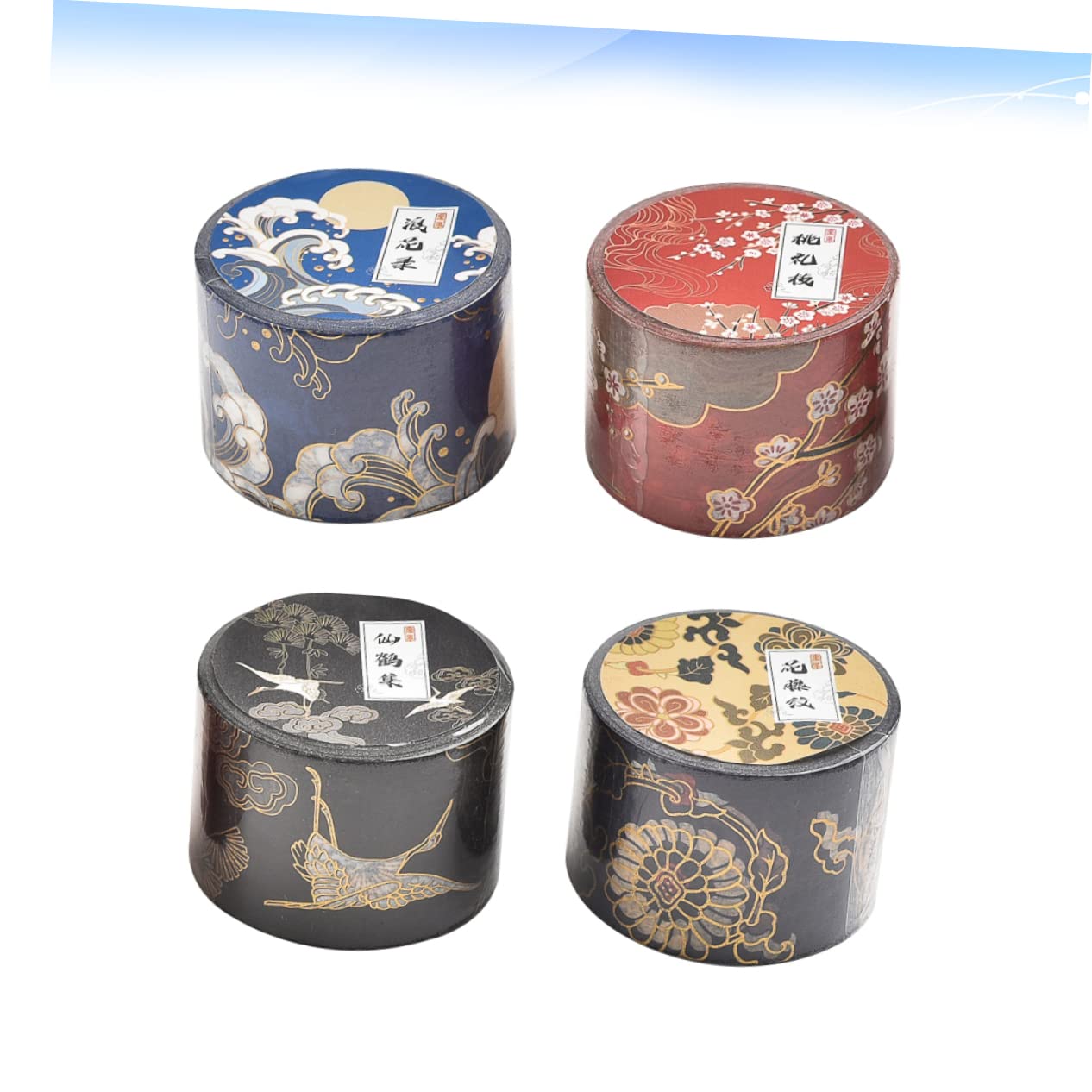 NUOBESTY 8rollos Cinta De Papel Washi Diseño De Hot Stamping Para Manualidades y Álbumes De Recortes Rama De Melocotón Olas Grulla Flores