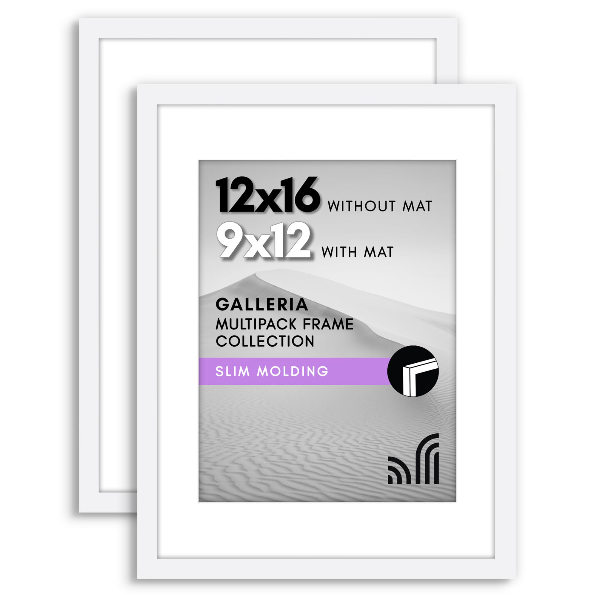 Americanflat 30x40 Picture Frame (12x16 Inches) in White - Set of 2 - Use as 9x12 Picture Frame with Mount or 12x16 Frame without Mount - Wall Picture Frames with Sawtooth Hanging Hardware