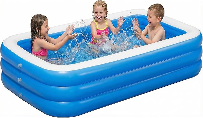 pileta inflable Piscinas inflables grandes de 71 "× 51" × 24 ", piscinas inflables pileta familiar duradera para fiestas acuáticas de verano, al aire libre, jardín trasero (180 × 130 × 56 cm)