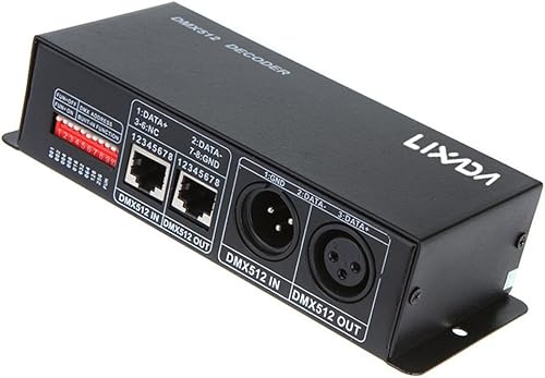 Miniatura 3 de Lixada DC 12V-24V 3 canales DMX Decorder LED controlador para RGB 5050 3528 LED tira de luz