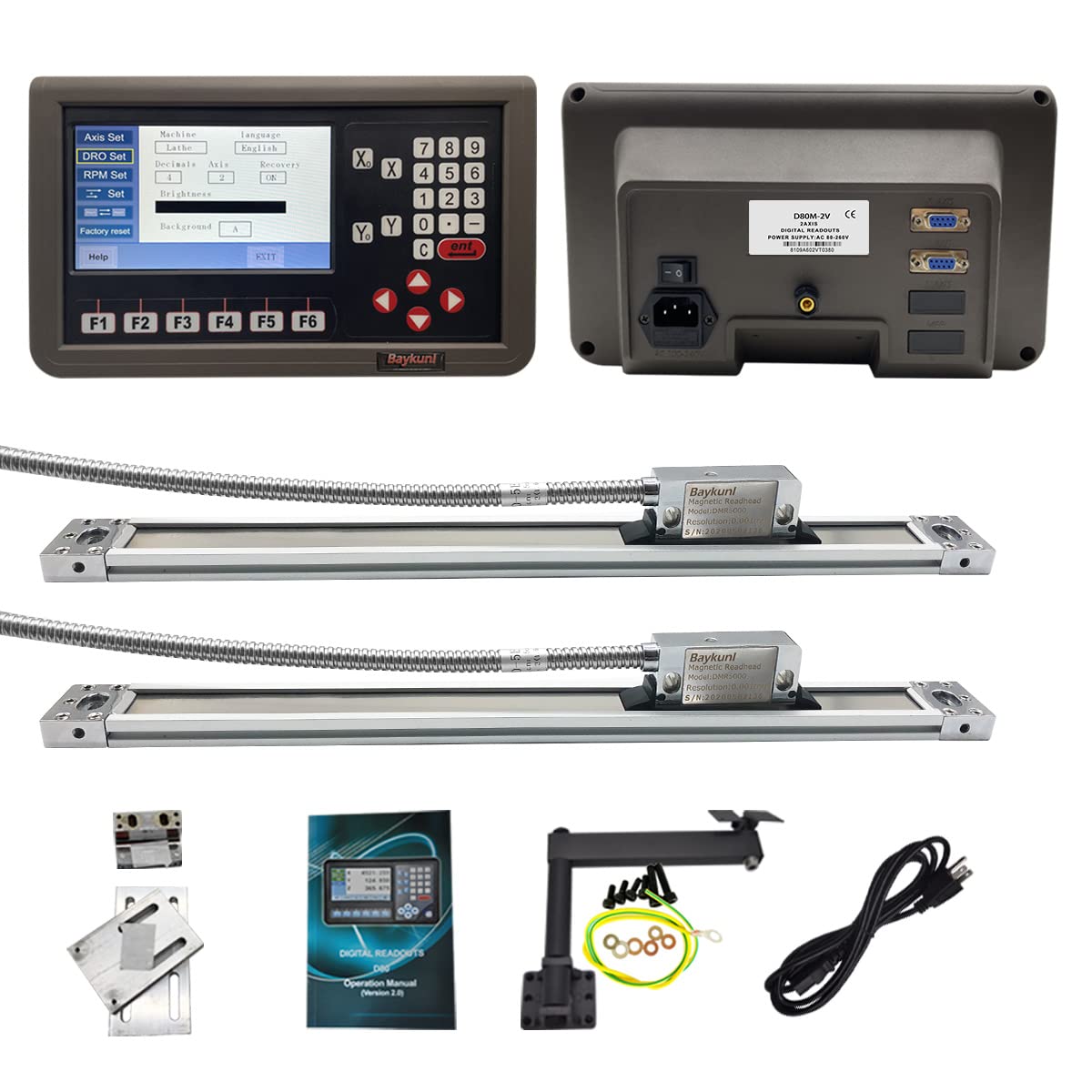 2 Axis DRO Digital Readout LCD Display Magnetic Sccale DRO 1um 320MM(12