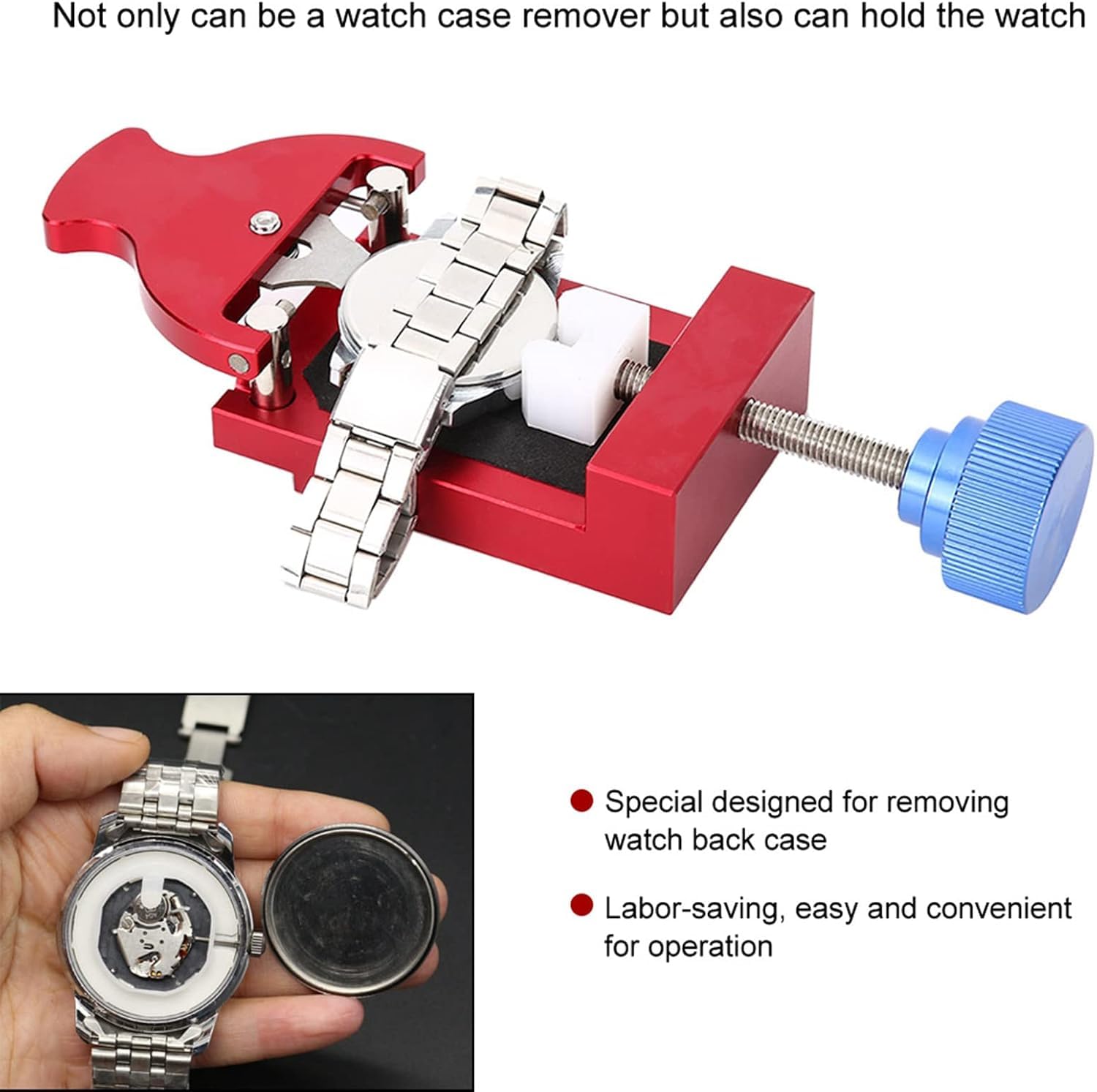 Outil à Pression d'ouvreur de boîtier de Montre, dissolvant de Dos de Montre en métal avec Support pour Kit de réparation d'horlogers
