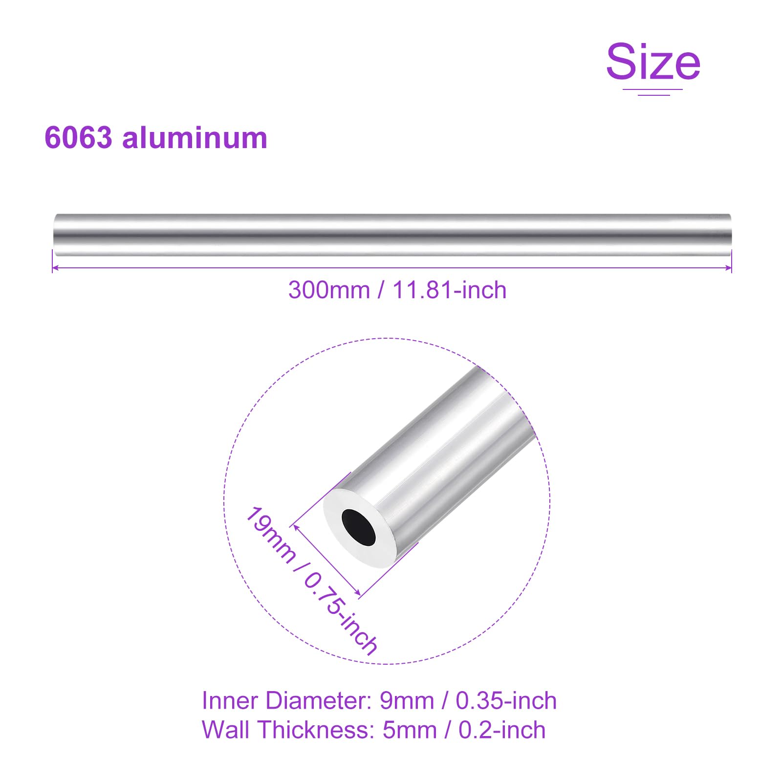 DMiotech 2pz (28mm OD x 25mm ID) Tubo Rotondo in Alluminio 6063 Lunghezza 300mm Tubazione Metallico per Costruzione di Telaio Macchinari Progetti Fai Da Te