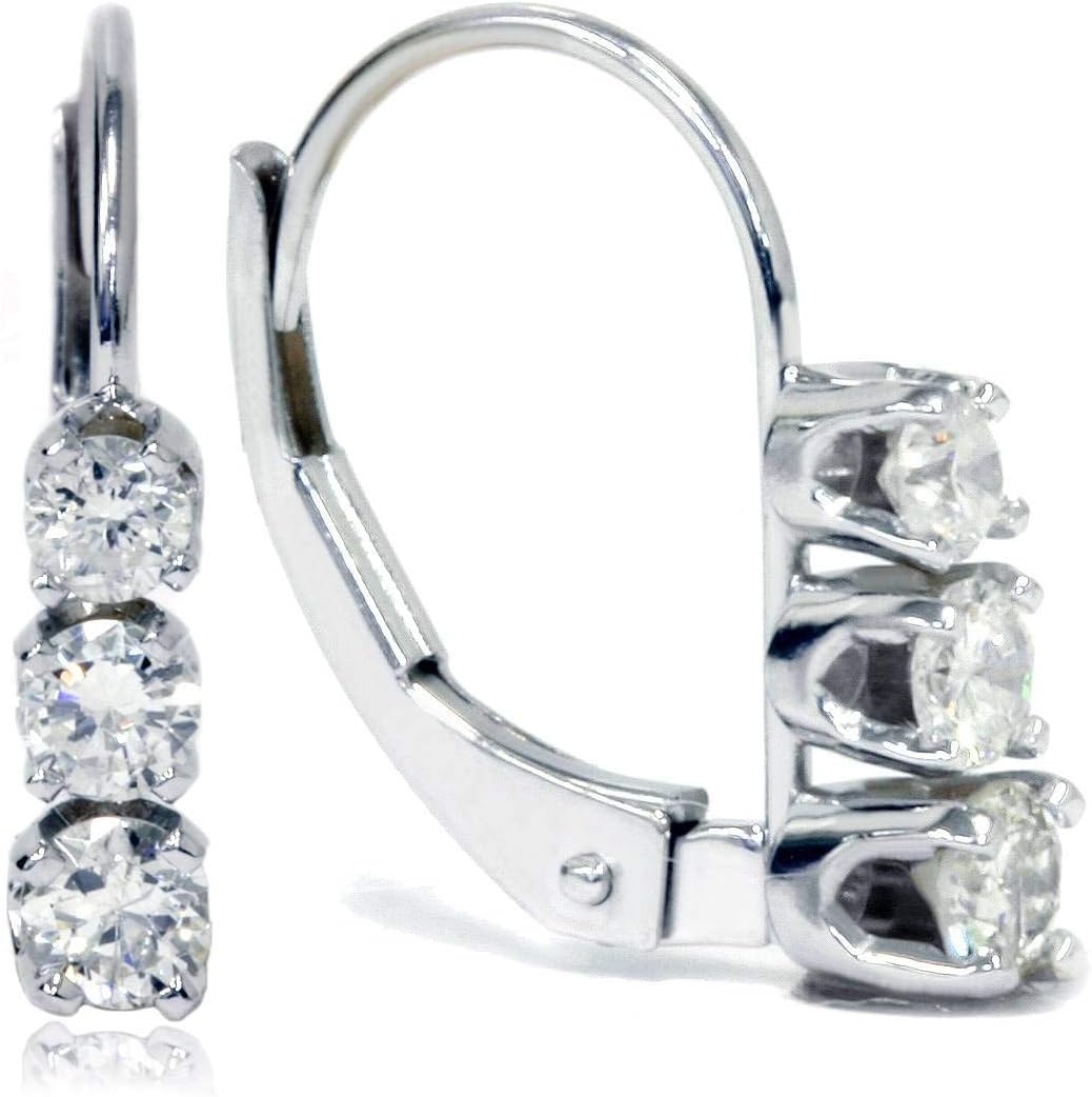 Pompeii 1/2ct 3 Stone Diamond Earrings 14K White Gold