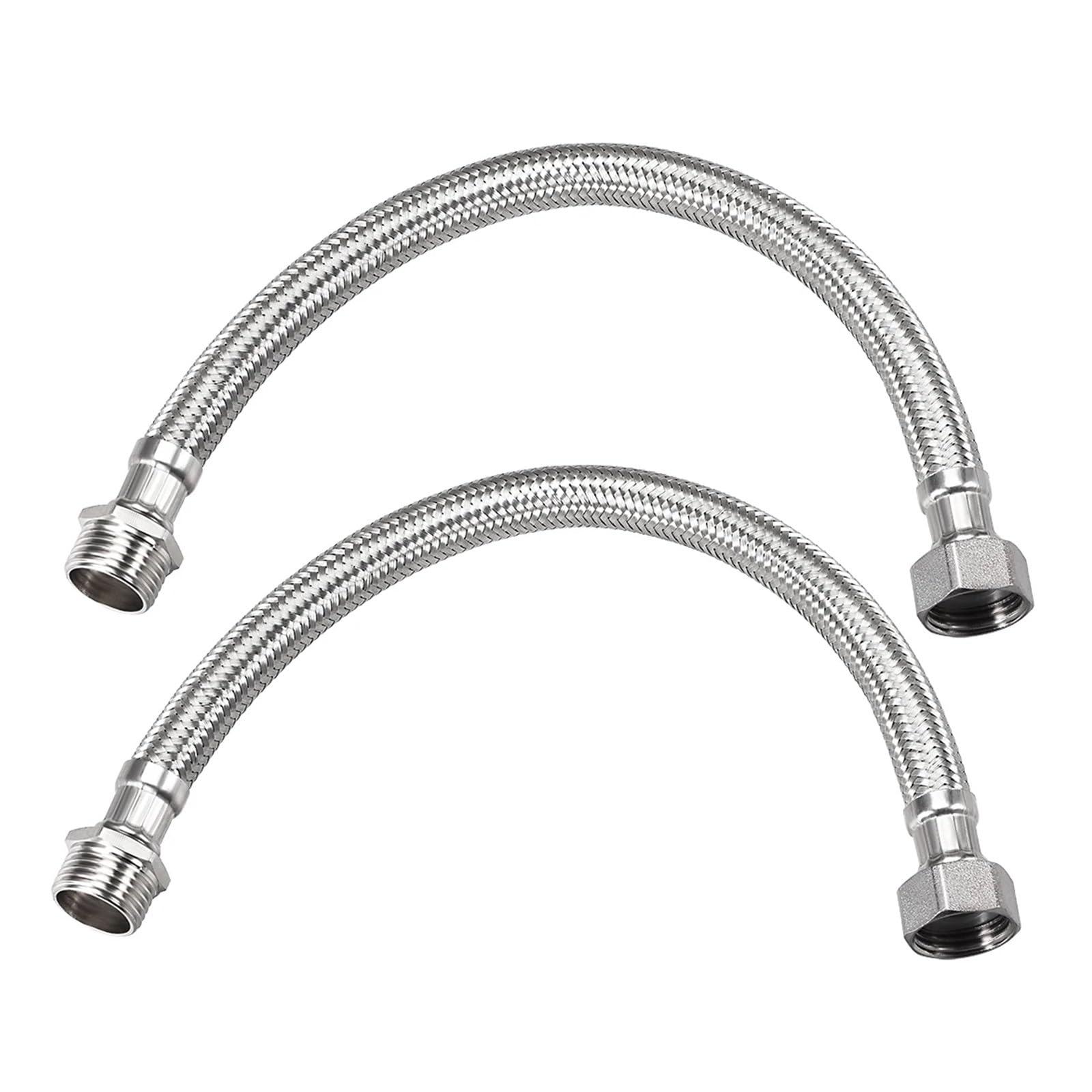 Manguera de ducha trenzada de acero inoxidable de 30 a 60 cm, manguera universal G1/2 de acero inoxidable 304, paquete de 2 unidades, flexible y a prueba de fugas