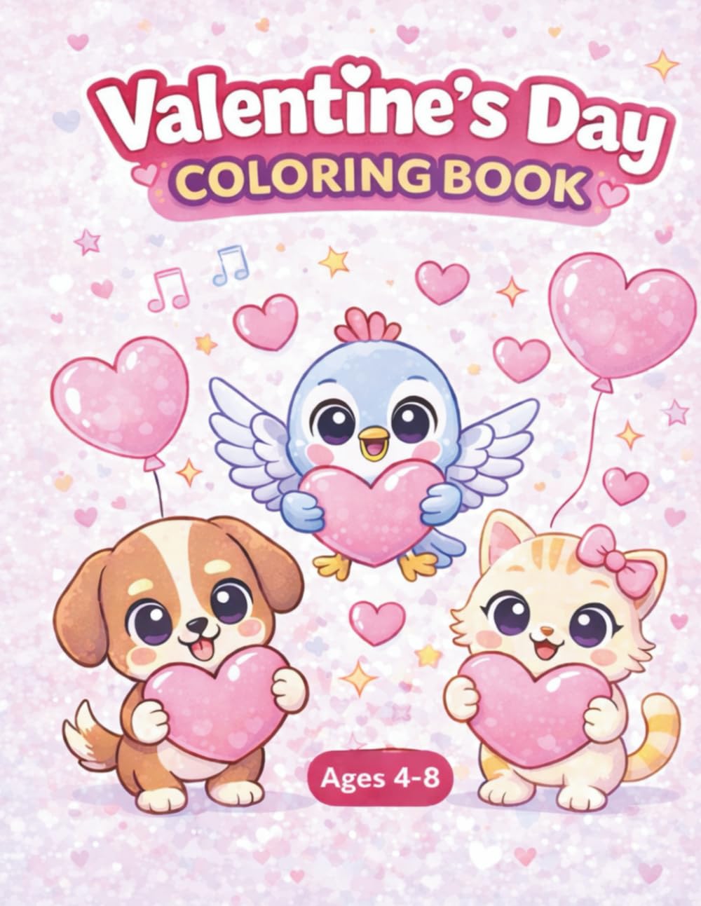 Valentine’s Day Coloring Book for Kids: Cute and Easy Valentine Coloring Pages for Ages 4–8 | Adorable Animals, Hearts & Love | Single-Sided Pages for Markers