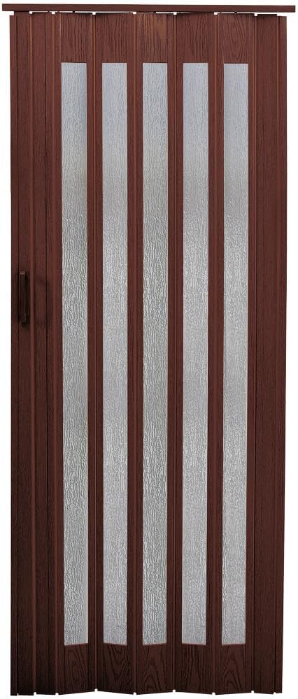 INMOZATA Folding Door PVC Plastic Internal Doors Sliding Concertina Door Panel Divider (Dark Brown, Thickness 6mm)