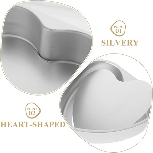 Miniatura 8 de Kichvoe Molde de aluminio antiadherente para hornear en forma de corazón de 8 pulgadas para tartas de bricolaje, postres, galletas con parte