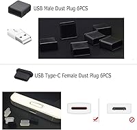 Vista 6 de 36 tapones USB antipolvo, tapón antipolvo USB tipo C, protector de puerto de silicona suave micro USB, protector de puerto antipolvo para puertos