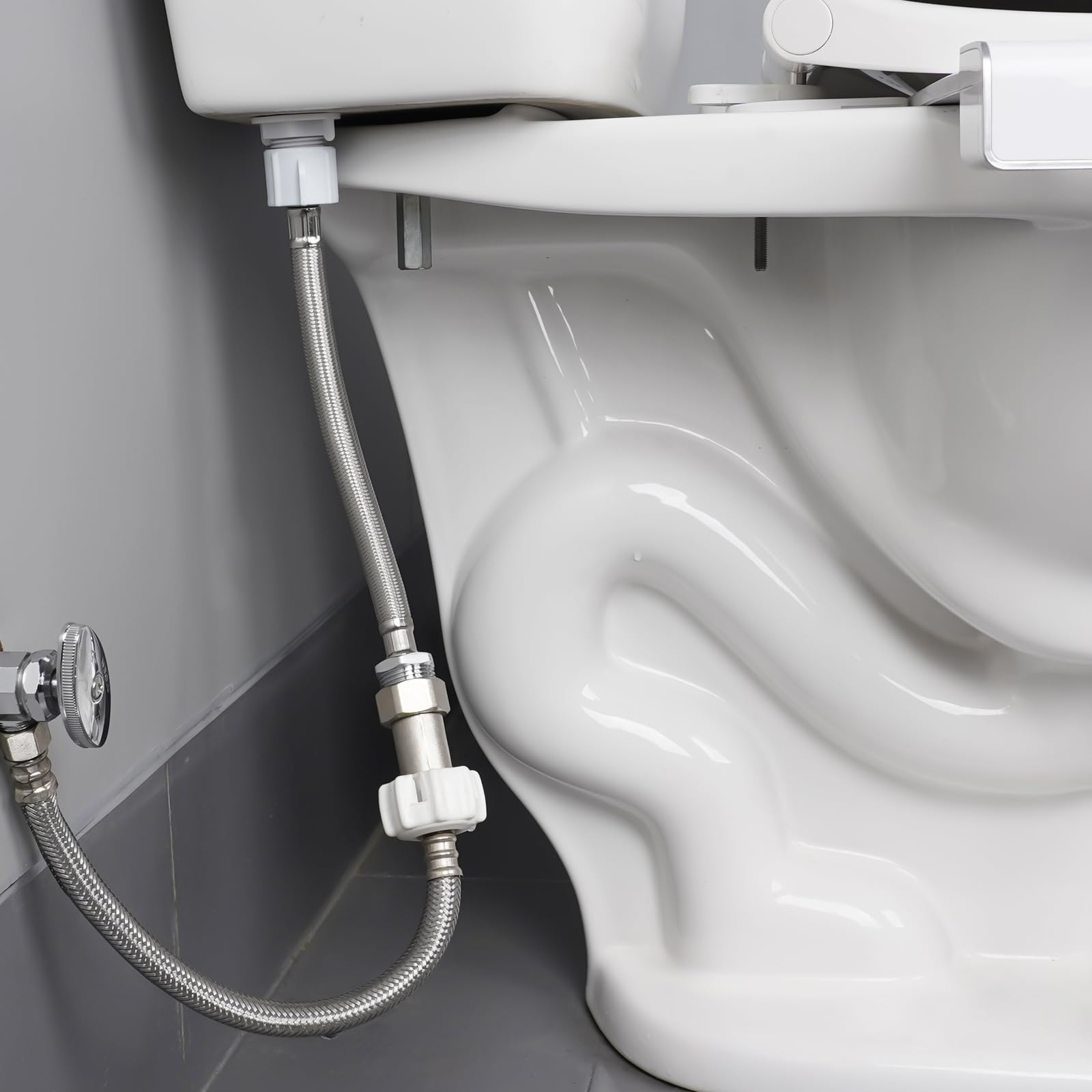THU9090R - Manguera de extensión de 8 pulgadas compatible con TOTO C110/E200/S300/S400. Permite lavar 7/8 macho a adaptador T de bidet/pulverizador de pañales, tubo hembra 7/8 de conexión esférica del