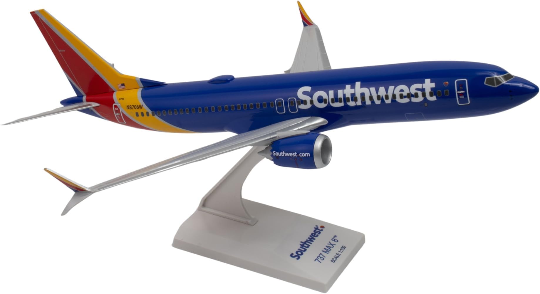 Skymarks Southwest Airlines Boeing 737 MAX 8 1:130 Scale Model with Wi-Fi Dome and Stand
