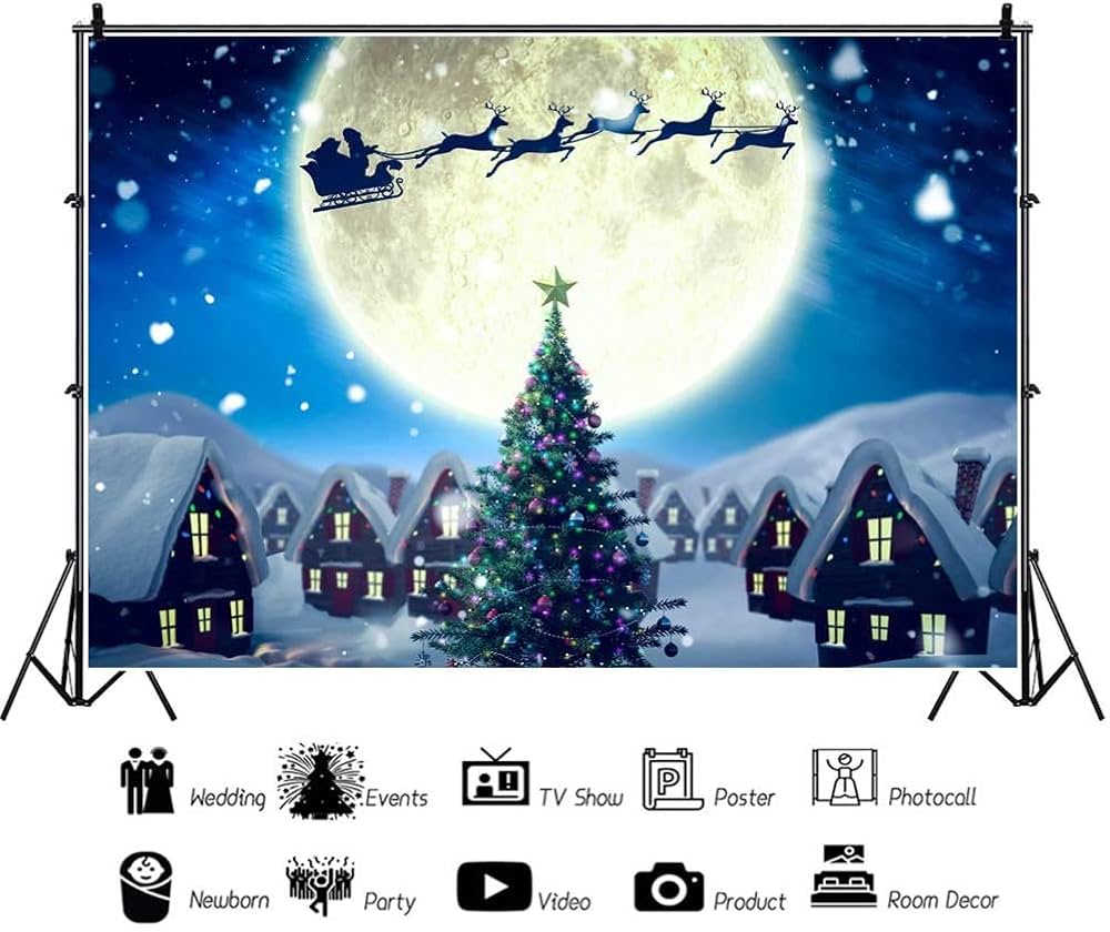 ファブリック 4x5フィート クリスマス背景幕 ツリー 冬 吊り下げ