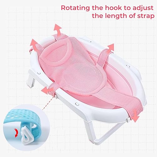 Miniatura 2 de Asiento de baño para bebé, tapete de apoyo para baño infantil con cinco esquinas de apoyo de seguridad ajustable antideslizante cojín de red de baño