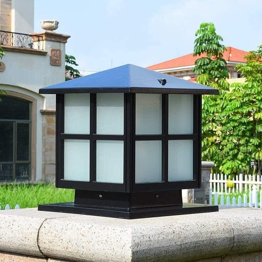 QUSYZD Street Lamp Antique Black Ip54 Waterproof Floor Lamp Retro E27 Cast Aluminum Acrylic Pillar Light Lawn Villa Garden Patio Garage Park Column Lamp Patio Deck Post Pedesta,40 * 52cm