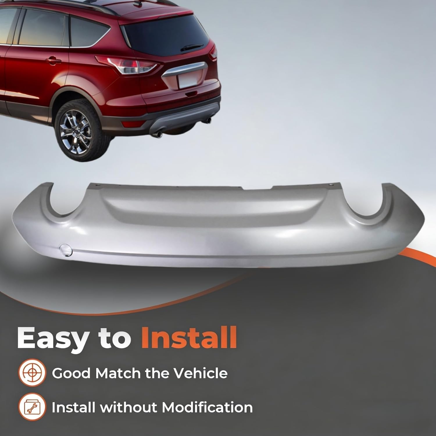 labwork Silver Rear Lower Bumper Cover Replacement for Escape 2013 2014 2015 2016 2017 Titanium SEL CJ5Z17K83BA FO1195128