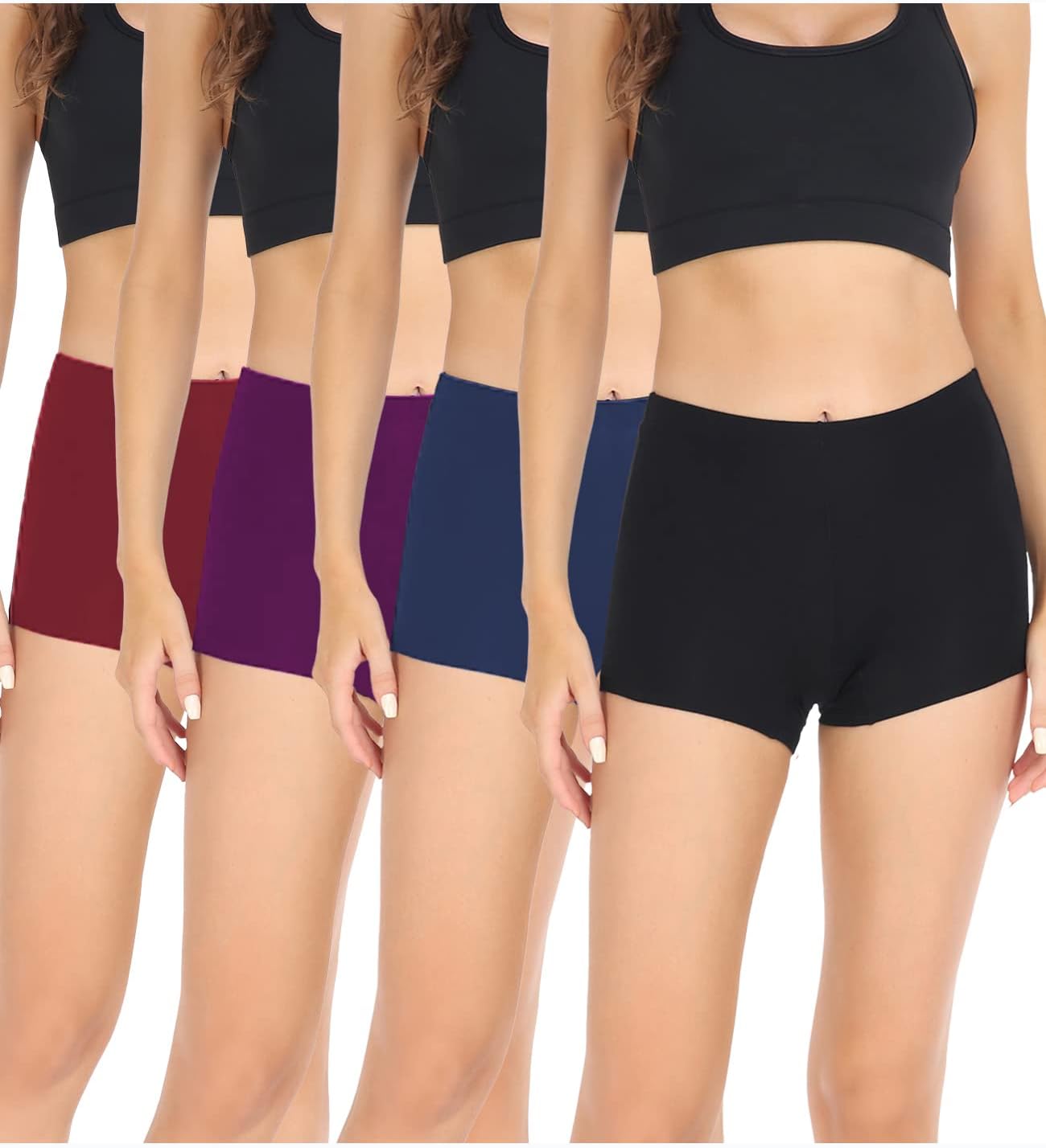 Women's Boyshorts Panties Cotton Boxer Briefs for Ladies Underwear Shorts with Cotton Crotch 4 Pack