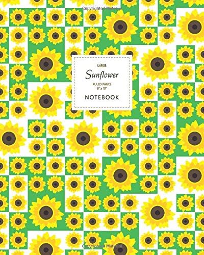 Sunflower Notebook - Ruled Pages - 8x10 - Large (Green)