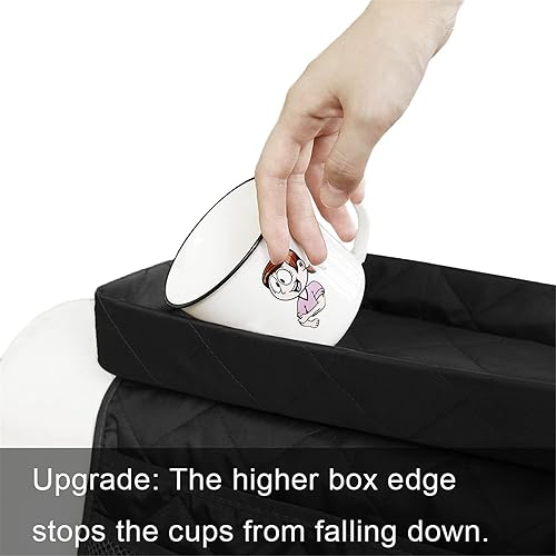 Miniatura 5 de MDSTOP Organizador de reposabrazos de sofá con bandeja de soporte, soporte para control remoto de TV, organizador de sillón para controlador de