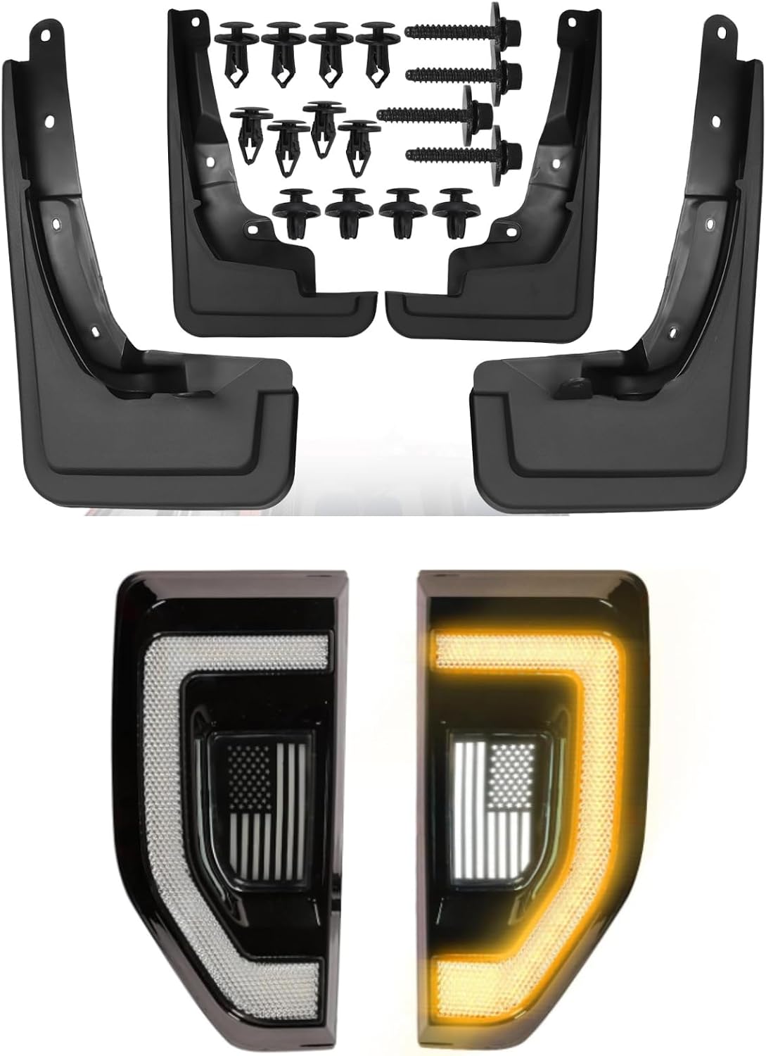 Clear Len Led Fend Lights and Mud Flaps For Ford Maverick 2025 2024 2023 2022-Protect Paint & Drive Safely