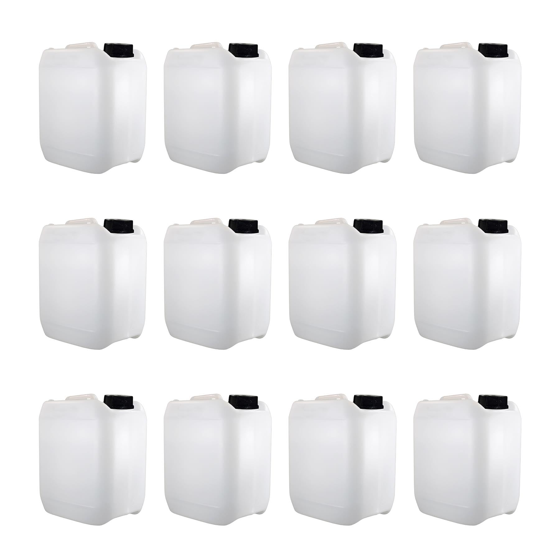 simpa 10L / 2.6 Gallon White Opaque Plastic Jerry Can HDPE Bottle Storage Liquid Container with Screw-on Air Tight Tamper Evident Cap - Set of 12 Bottles