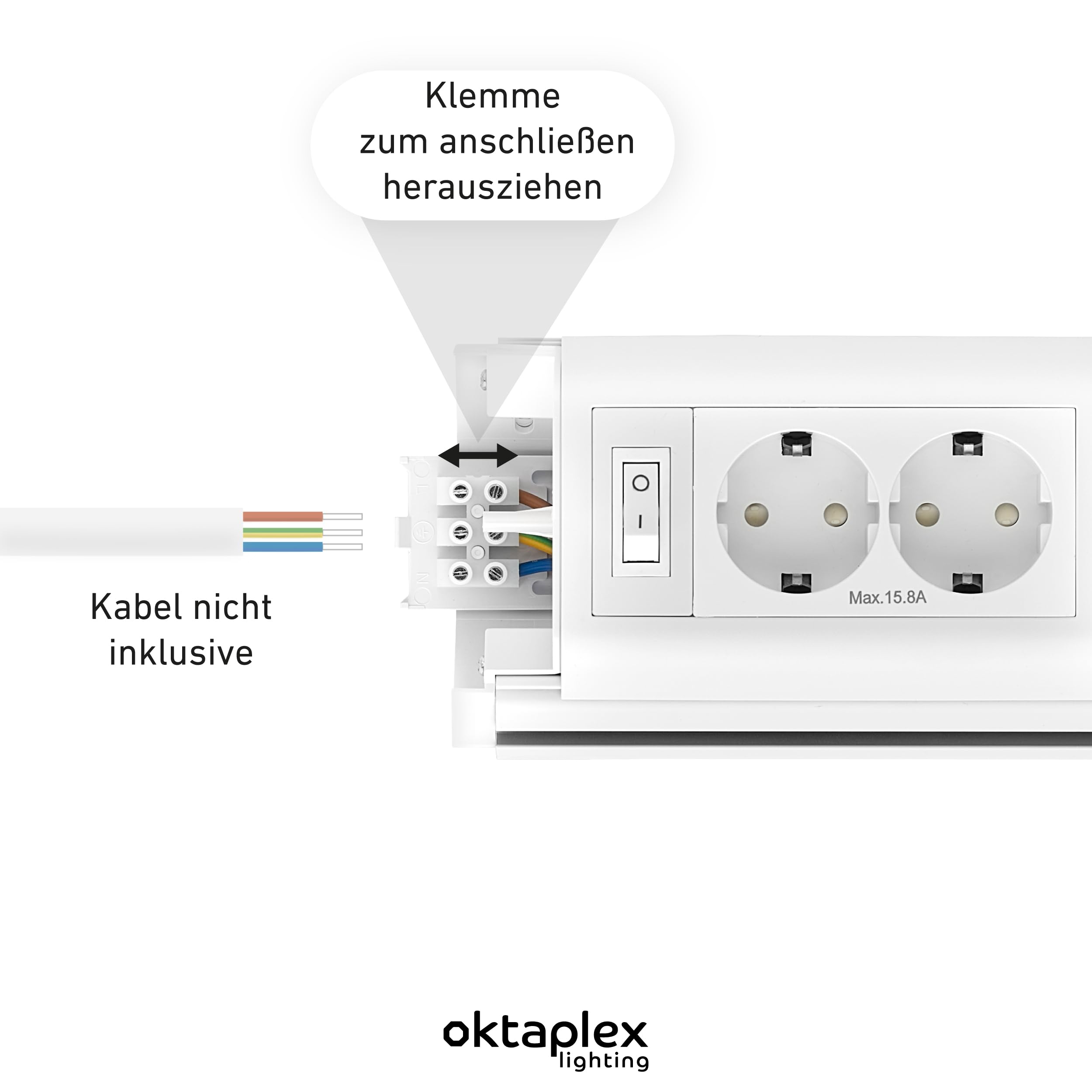 Oktaplex 3er Set Talin Unterbaulampe 76cm warmweiß mit Steckdose | 1635lm Warmweiß 3000K 14,8W mit Schalter Unterschranklampe Küche 230V weiß