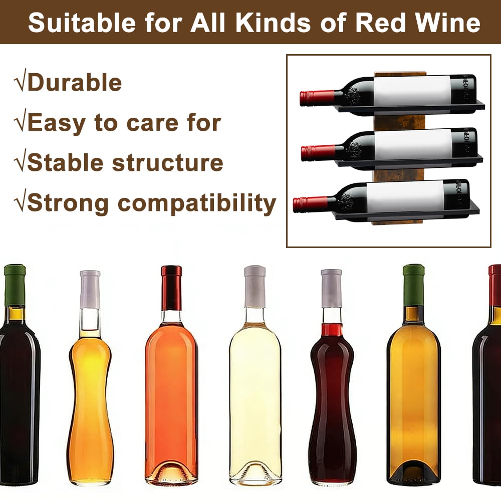 Portabottiglie da Parete per 3 Bottiglie di Vino,Mensola per Bottiglie da Muro,Cantinetta da Parete per Angolo Bar per Cucina, Sala da Pranzo e Cantina