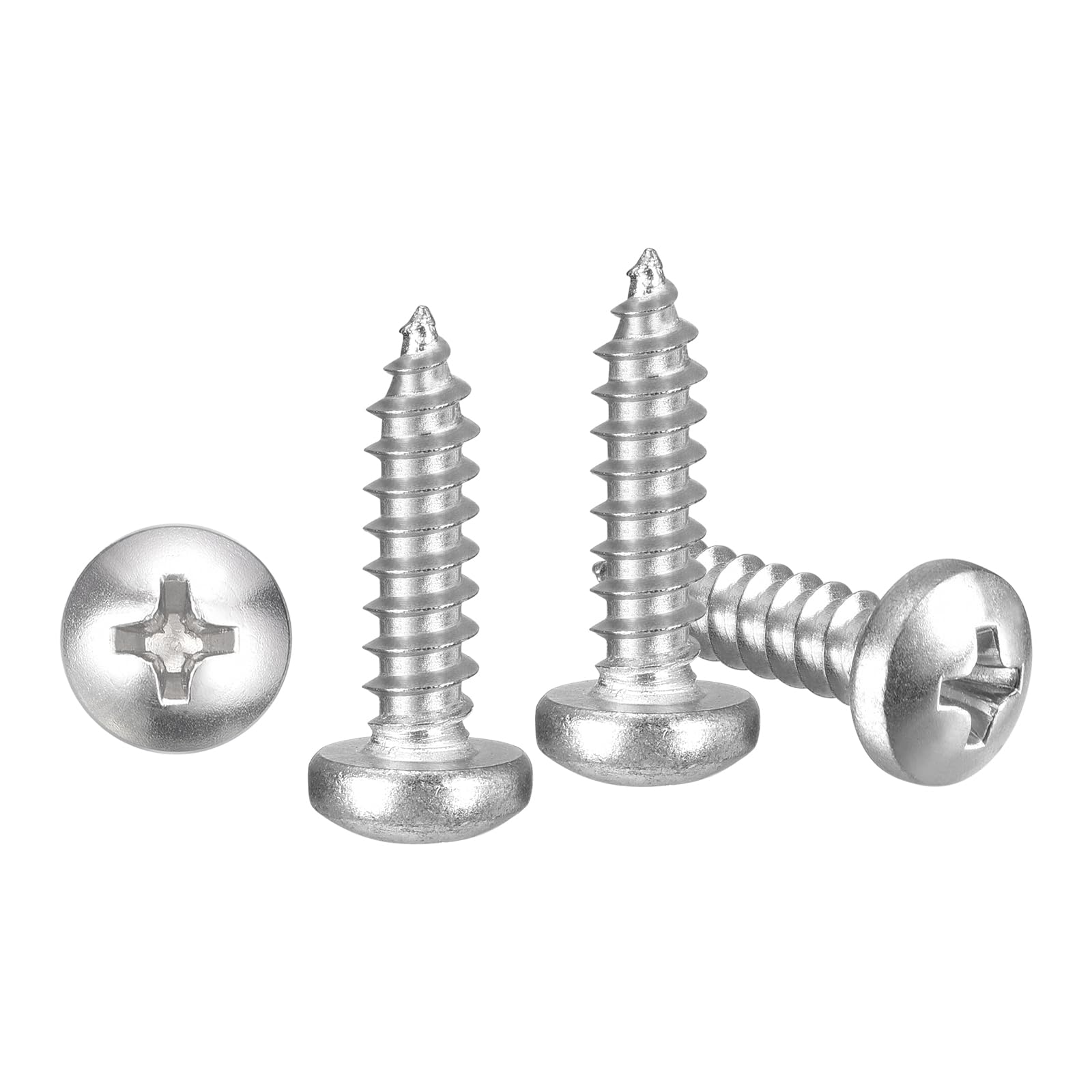 METALLIXITY Phillips Pan Head Self Tapping Screws(#10x3/4") 100Pcs, 304 Stainless Steel Self Drilling Screw for Metal Wood Plastic, for Cabinet Wall Shutter Plate Rock Furniture, Silver Tone