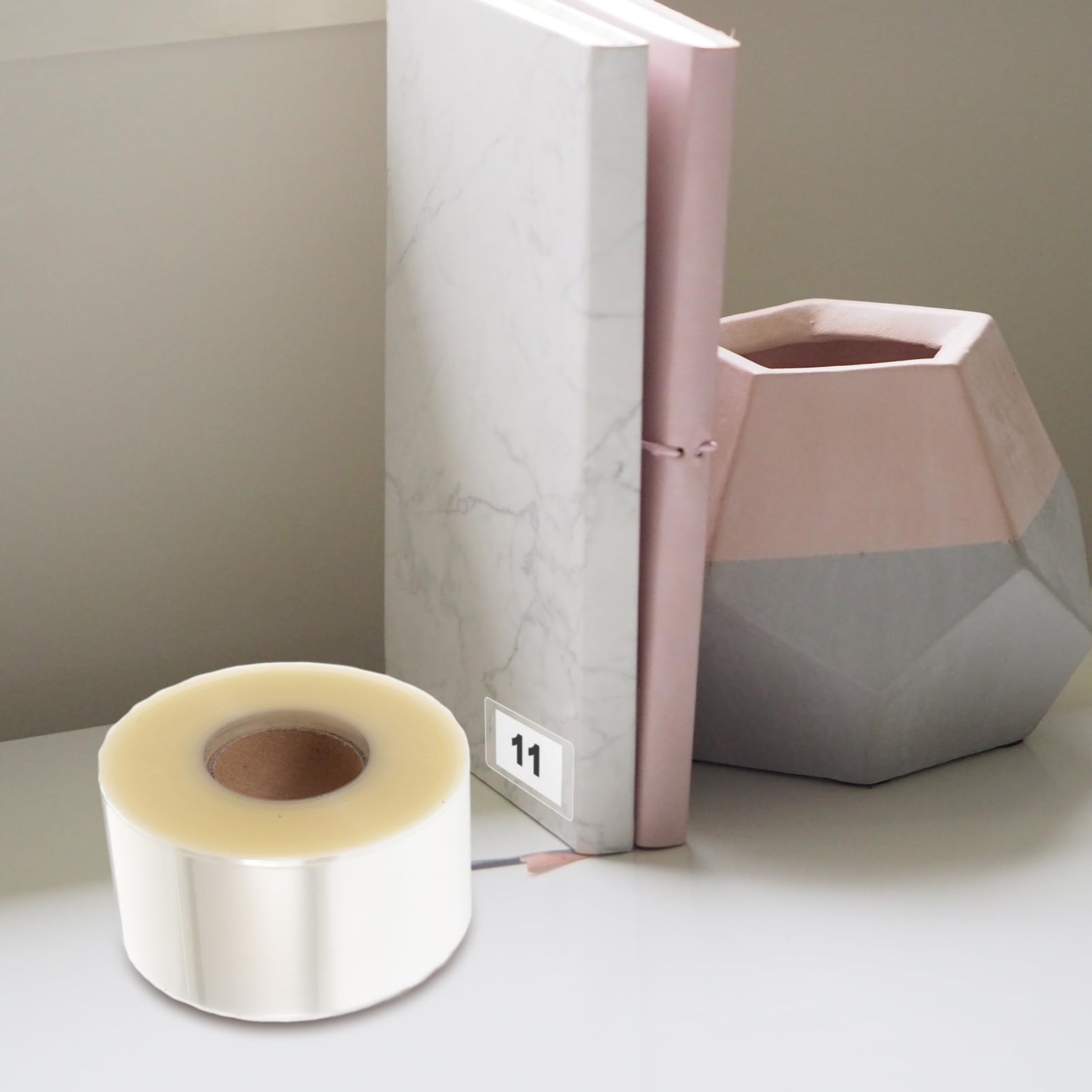 Etichette Adesive Rettangolari in Pvc 1 Rotolo da 500 Pezzi | Trasparente, Design, per Etichette e Codici a Barre di Libri, Uso in Scuole e Aule